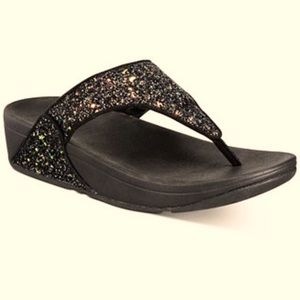 Fitflop Lulu black glitter thong, size 7. Excellent condition.